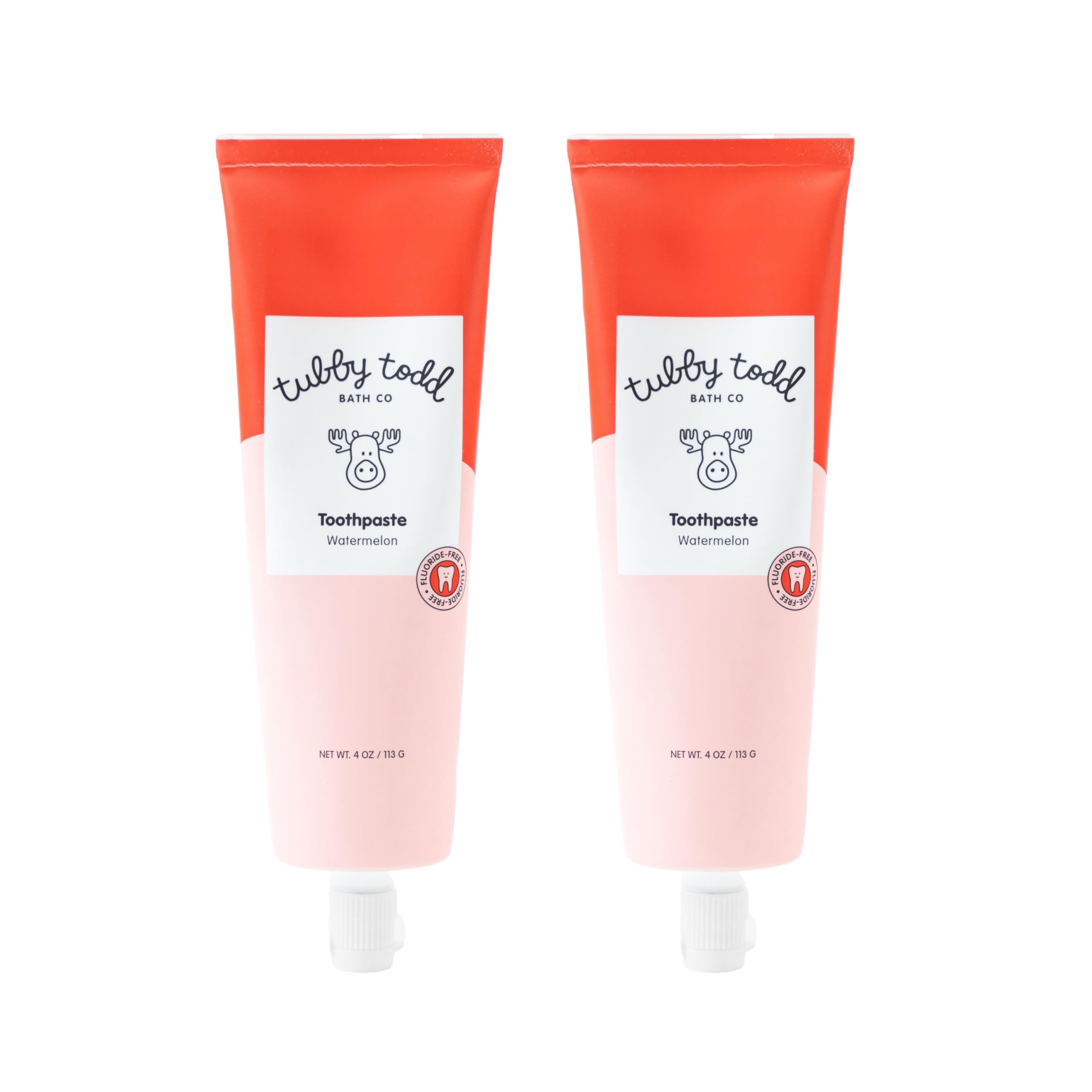Tubby Todd dentifrice sans fluor pour enfants, vue brosse-dents et saveur pastèque.