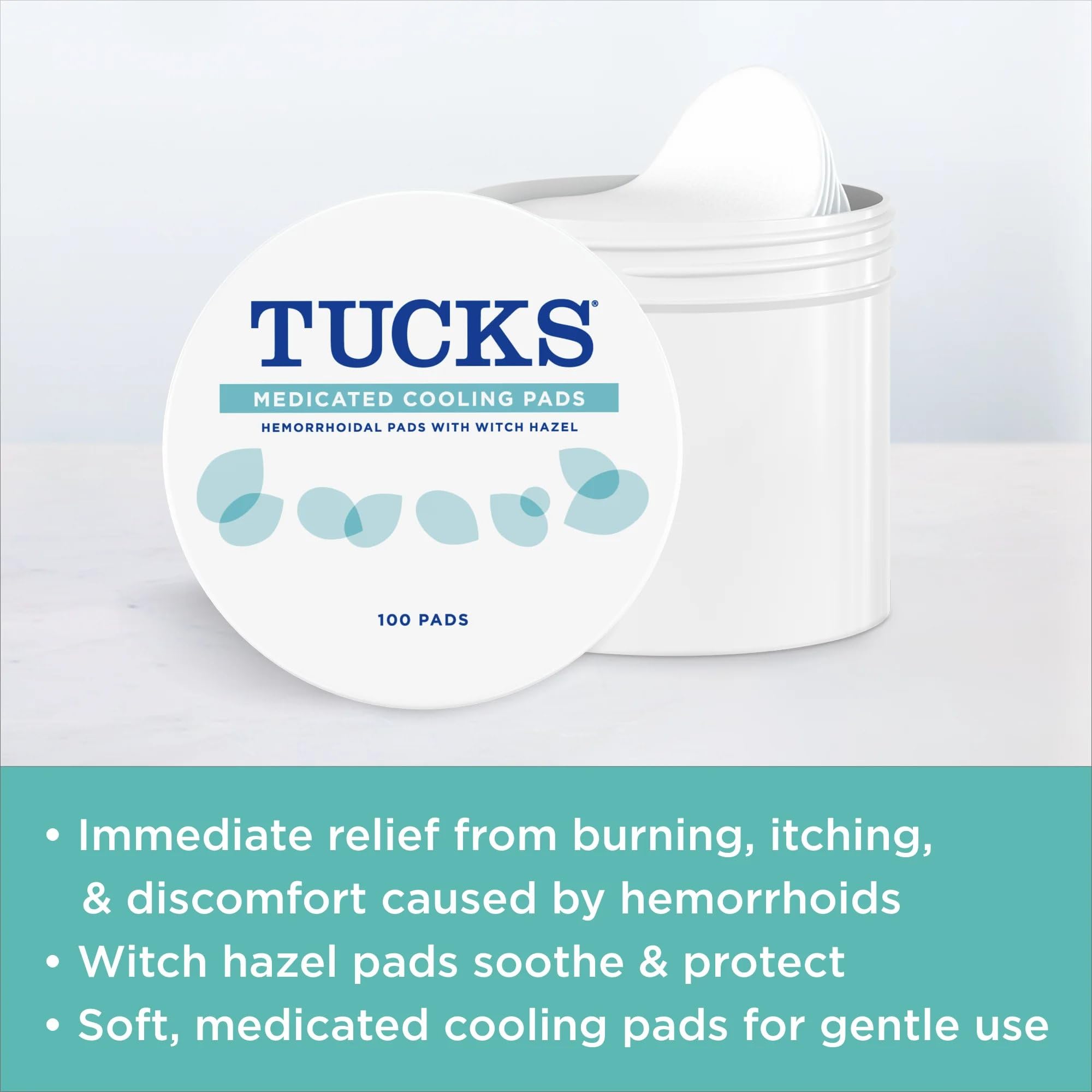 Compresse humide TUCKS pour apaiser les tissus irrités.
