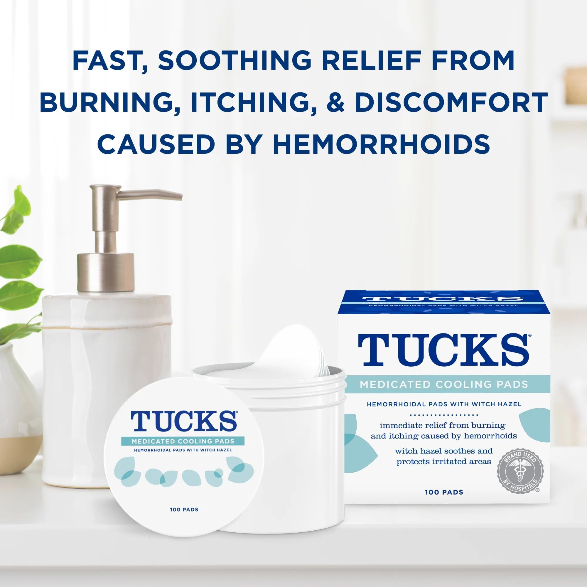 Tampons TUCKS prêts à l'emploi pour nettoyer les zones sensibles.