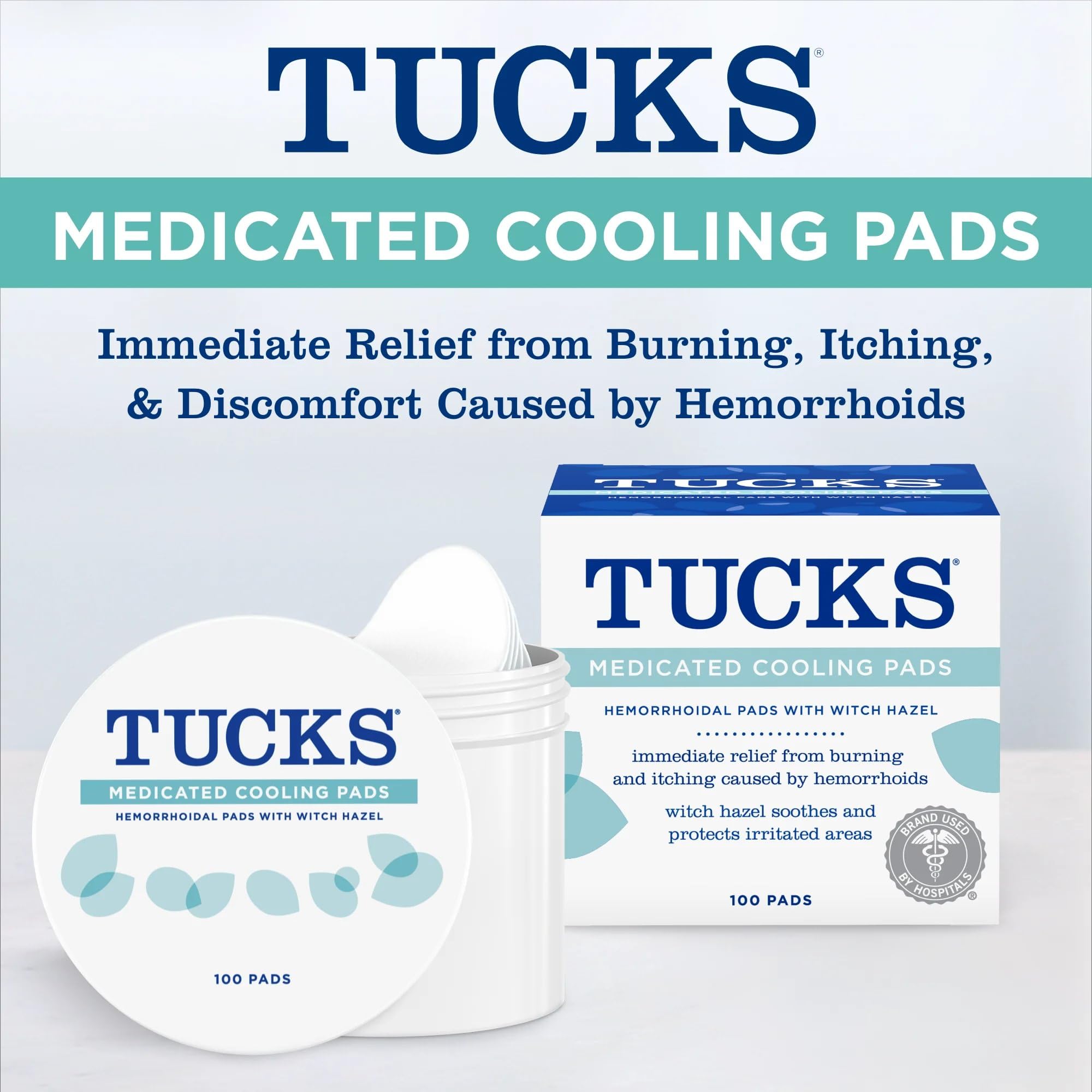 Texture apaisante des tampons TUCKS pour zones sensibles.