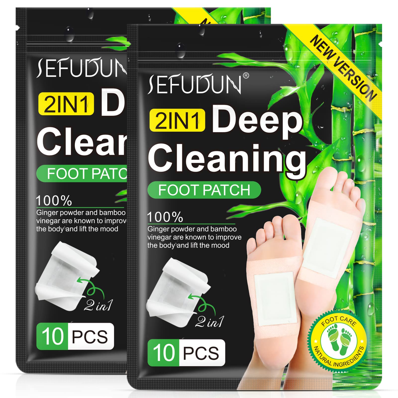 Tudiqe 2en1 patchs-pieds sur l’emballage, confort nocturne potentiel.
