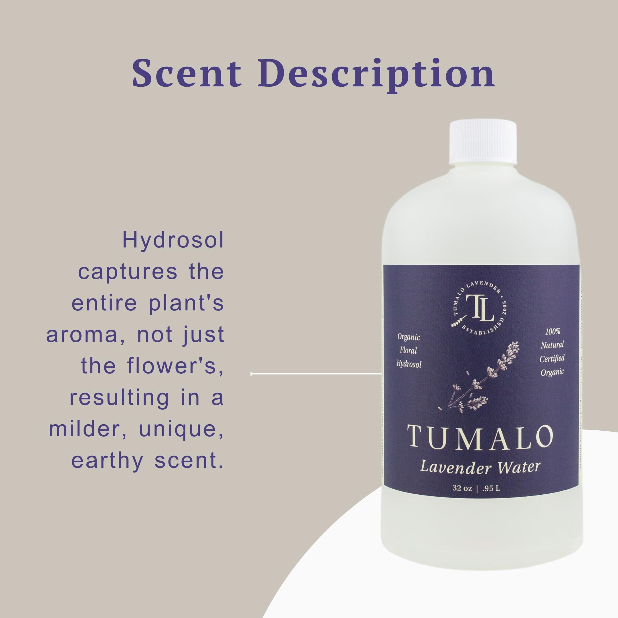 Tumalo Lavender Spray Bouteille Lavande 32oz – cadeau relaxant familial.