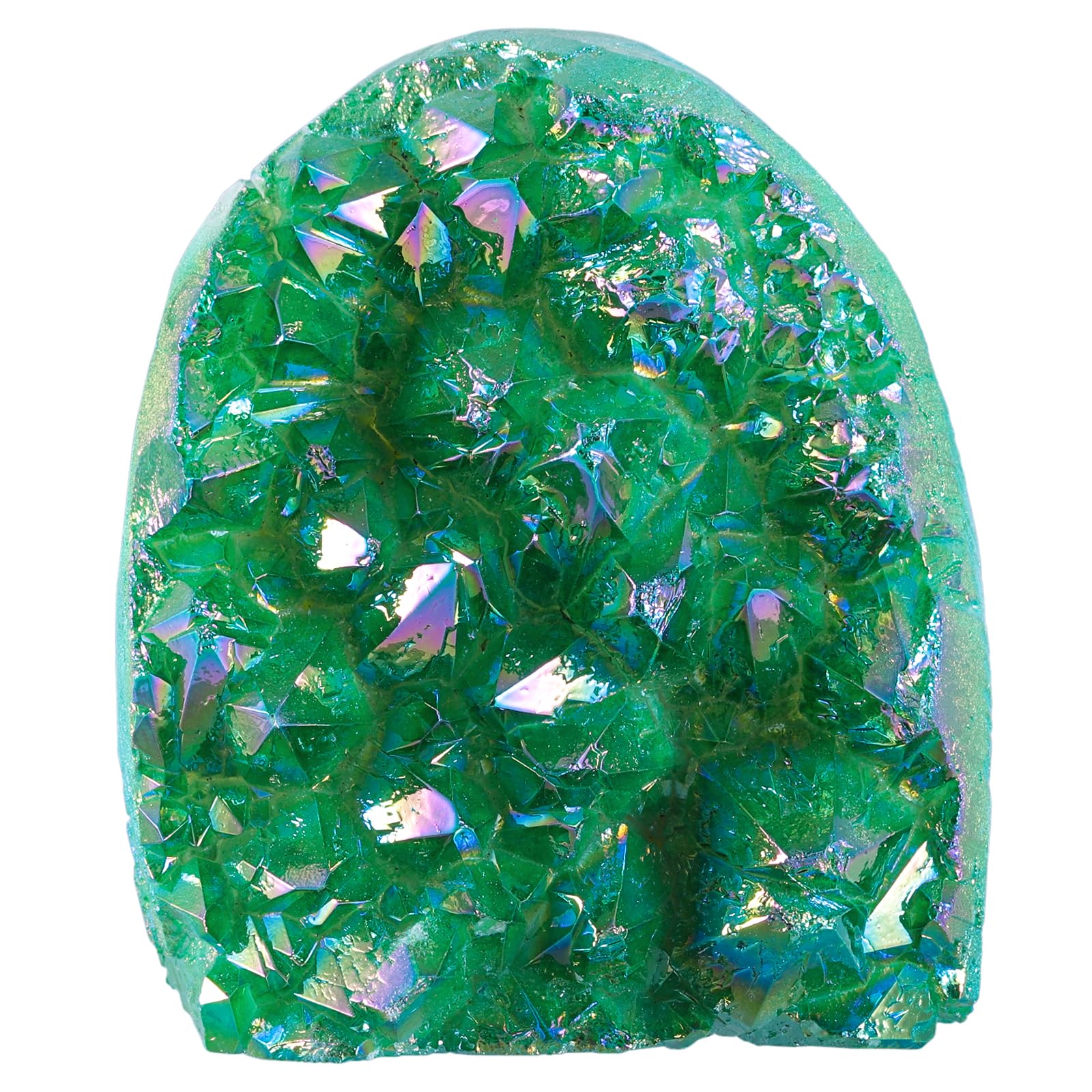 Géode quartz ange aura TUMBEELLUWA verte, décor élégant et énergie douce.