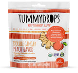 Pastilles Tummydrops Gingembre Double à la Pêche, saveur naturelle et rafraîchissante.