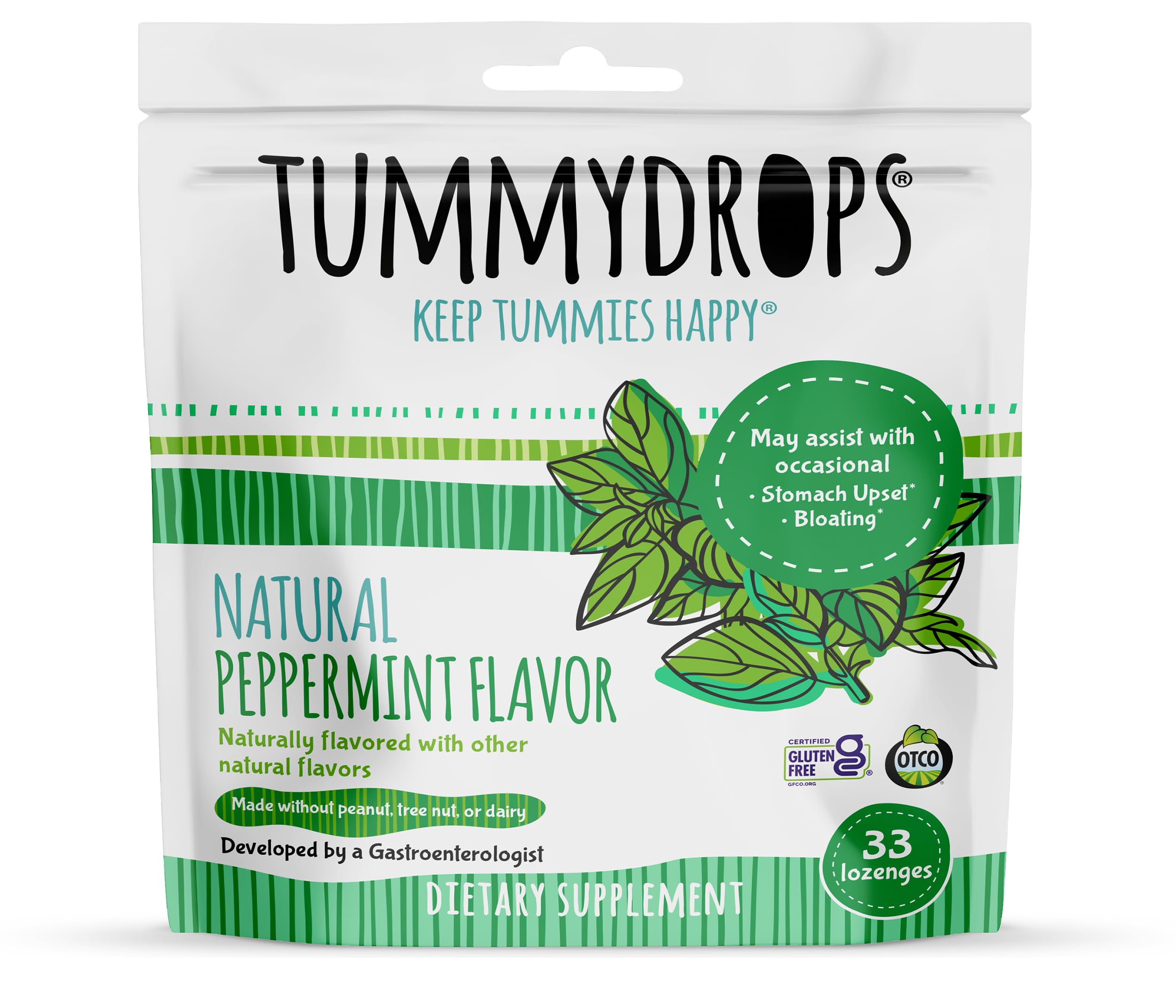Tummydrops pastilles menthe naturelle, rafraîchissantes et purifiantes pour une pause délicieuse.