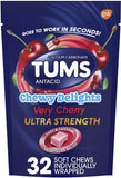 TUMS Cerise : boîte 4x32 gommes pratiques pour après repas.