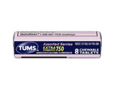 TUMS Extra Strength 750 — rouleaux pochette avec comprimés à mâcher pour déplacement pratique.