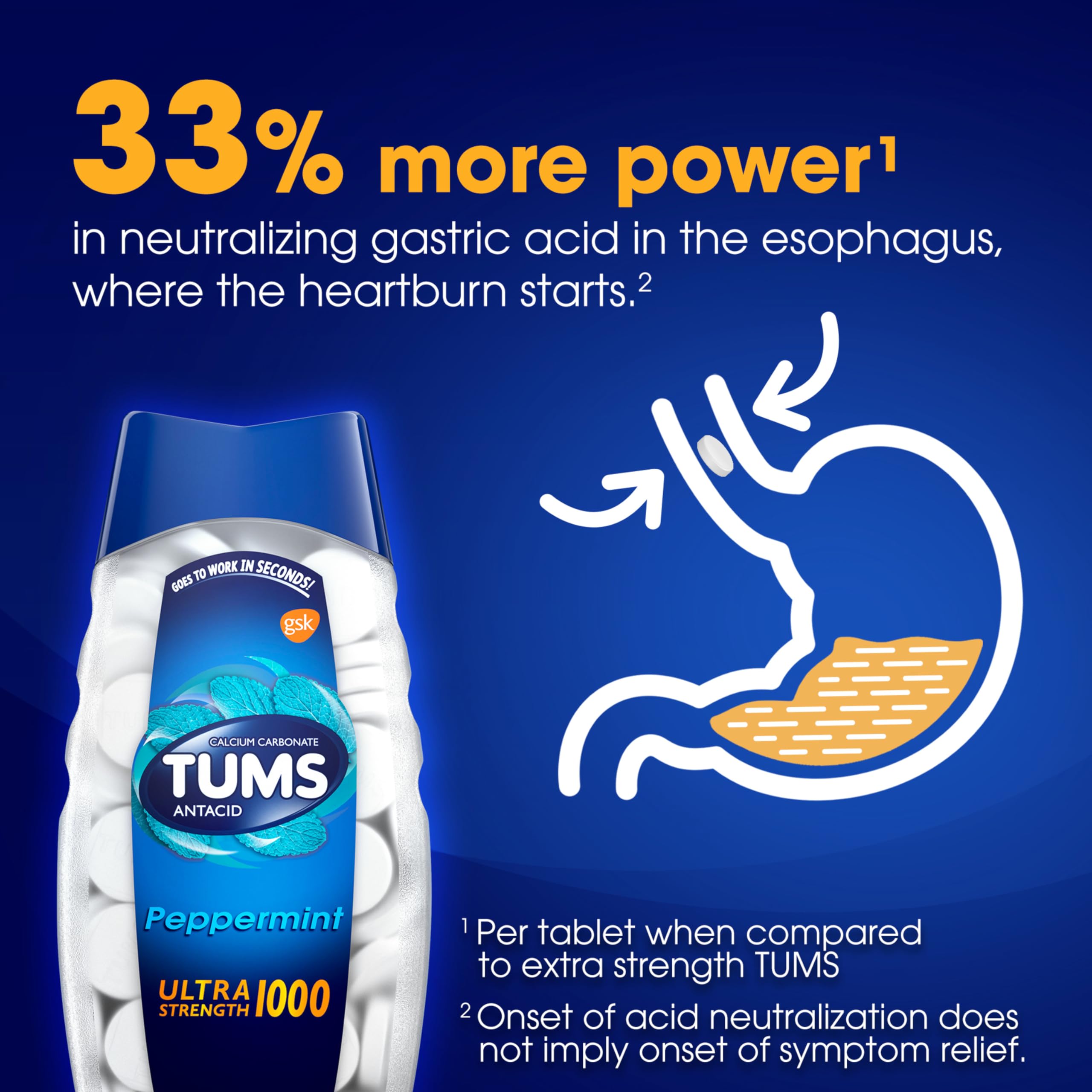 Mâcher facilement TUMS Ultra Fort en main.