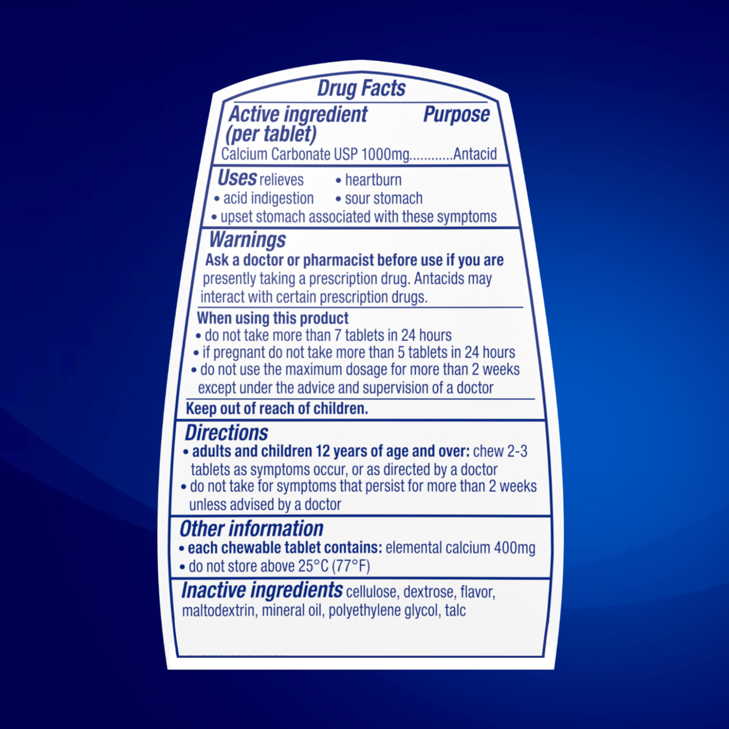Formulation sans gluten de TUMS Ultra Fort.