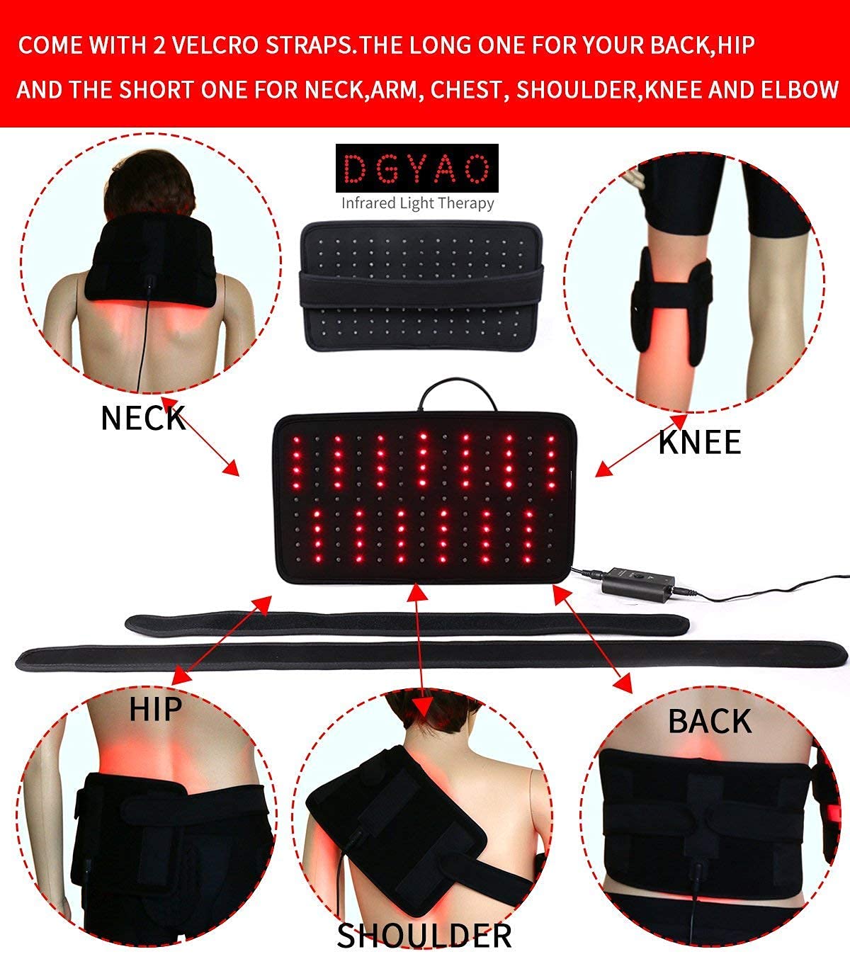 Dispositif lumineux TUOB en action sur le cou et les épaules pour détente musculaire potentielle.