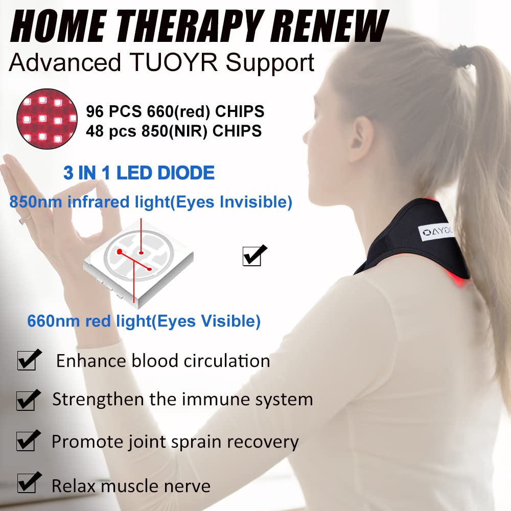 TUOYR thérapie lumière 850nm pour le dos, soutient la récupération musculaire après l'effort.