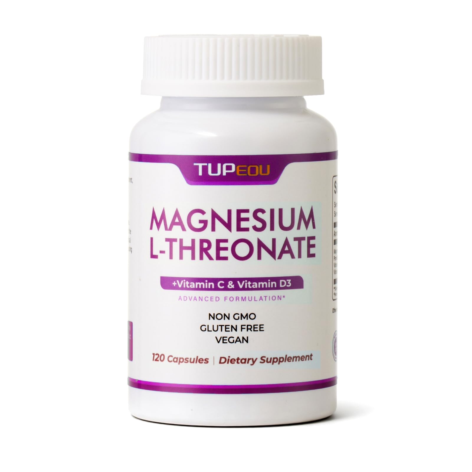 Tupeou magnésium-l-thréonate – bouteille de 120 gélules facile à avaler