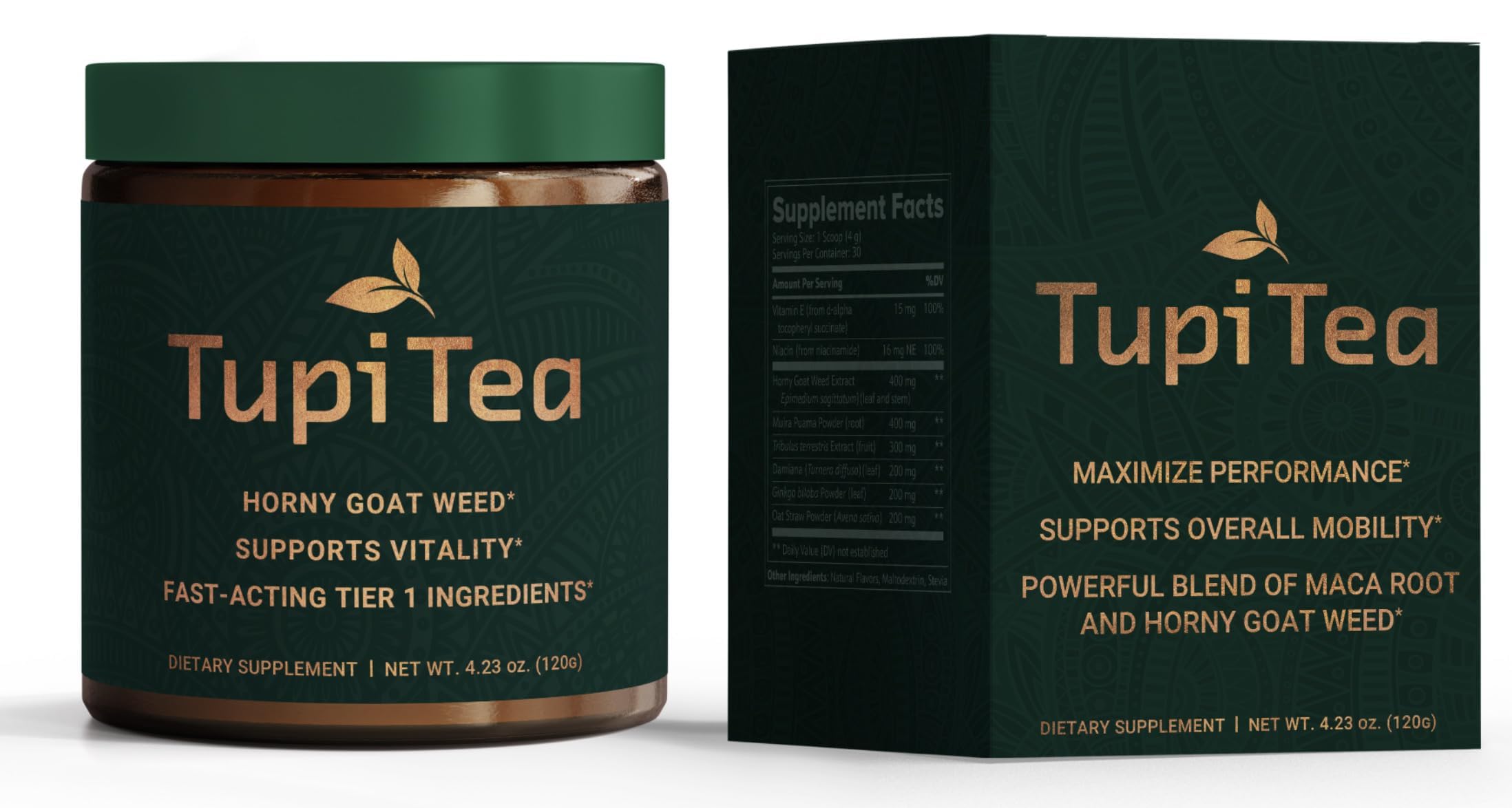 Tupi Tea mélange d'herbes complètes, utilisation simple dans votre thé quotidien.