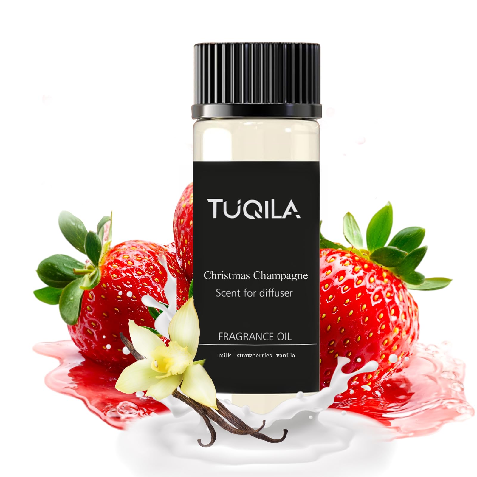 Huile Tuqila Champagne Noël – bouteille 20 ml prête pour diffuseur sans eau, ambiance festive.