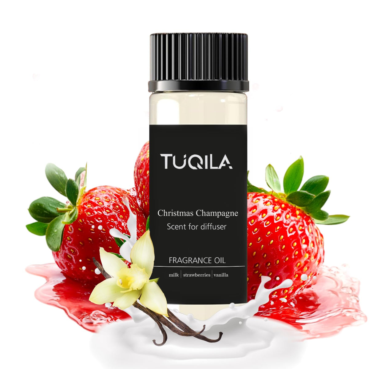 Huile Tuqila Champagne Noël – bouteille 20 ml prête pour diffuseur sans eau, ambiance festive.