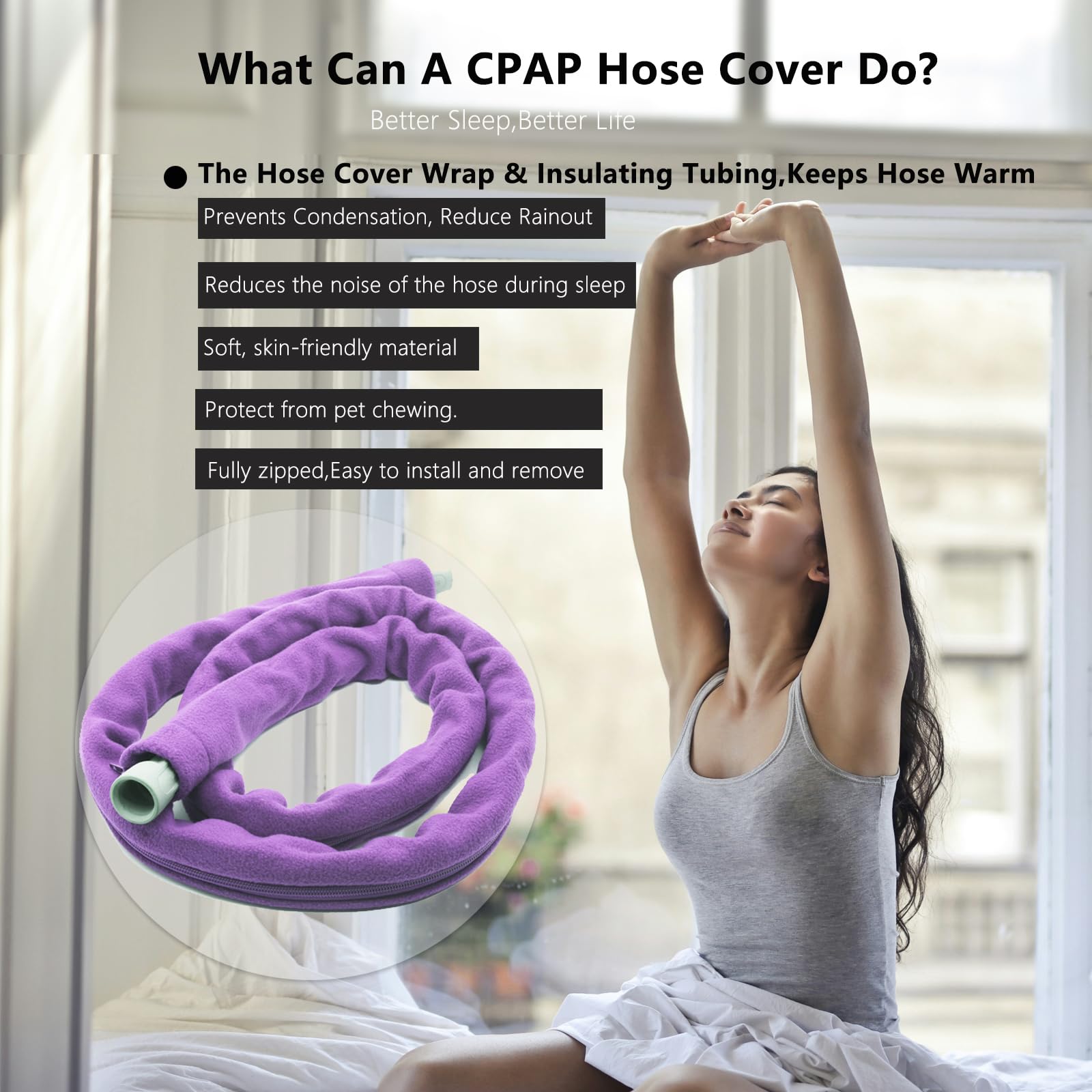 TUSIWIT housse CPAP: douceur et chaleur au toucher.