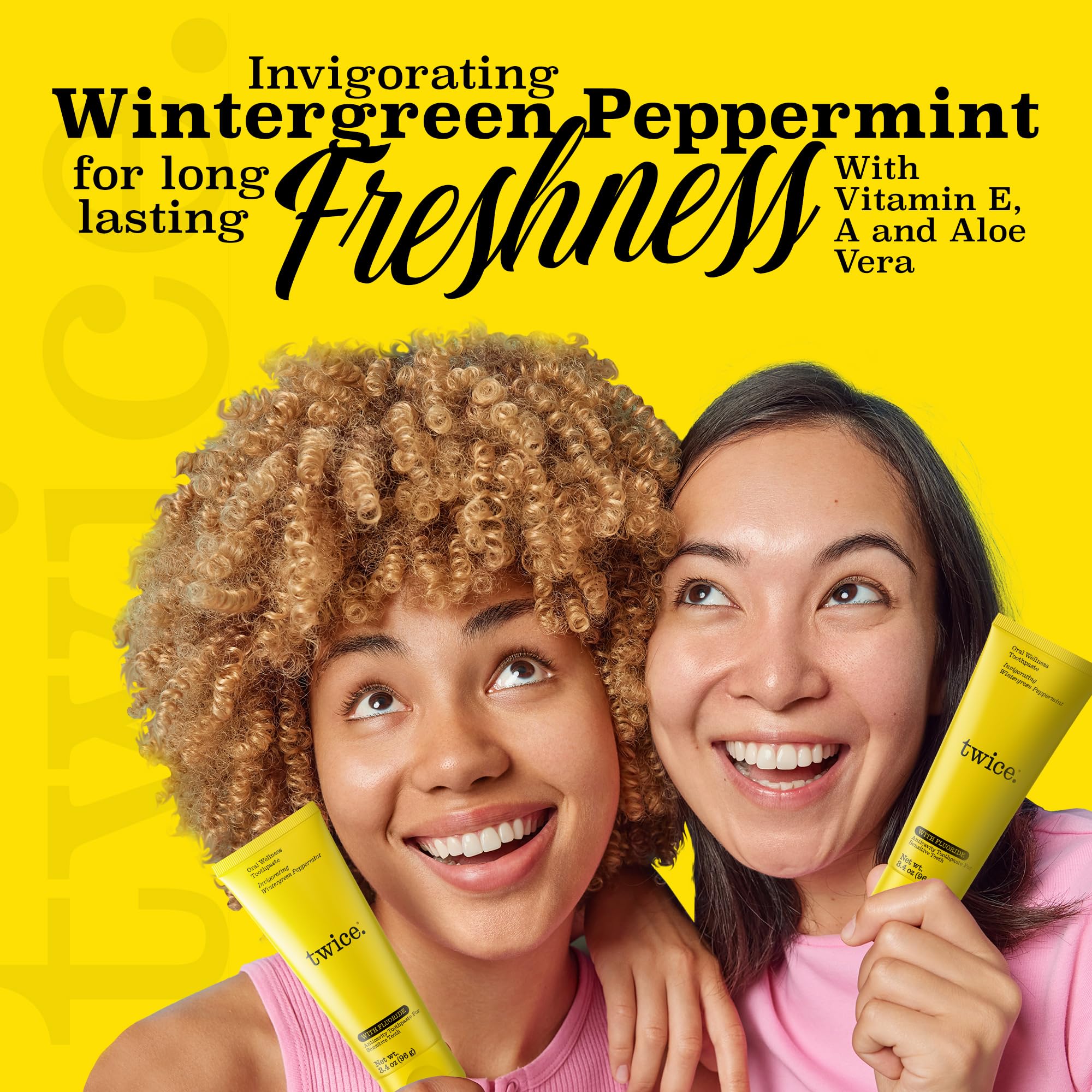 TWICE dentifrice saveur wintergreen menthe pour haleine fraîche durable.