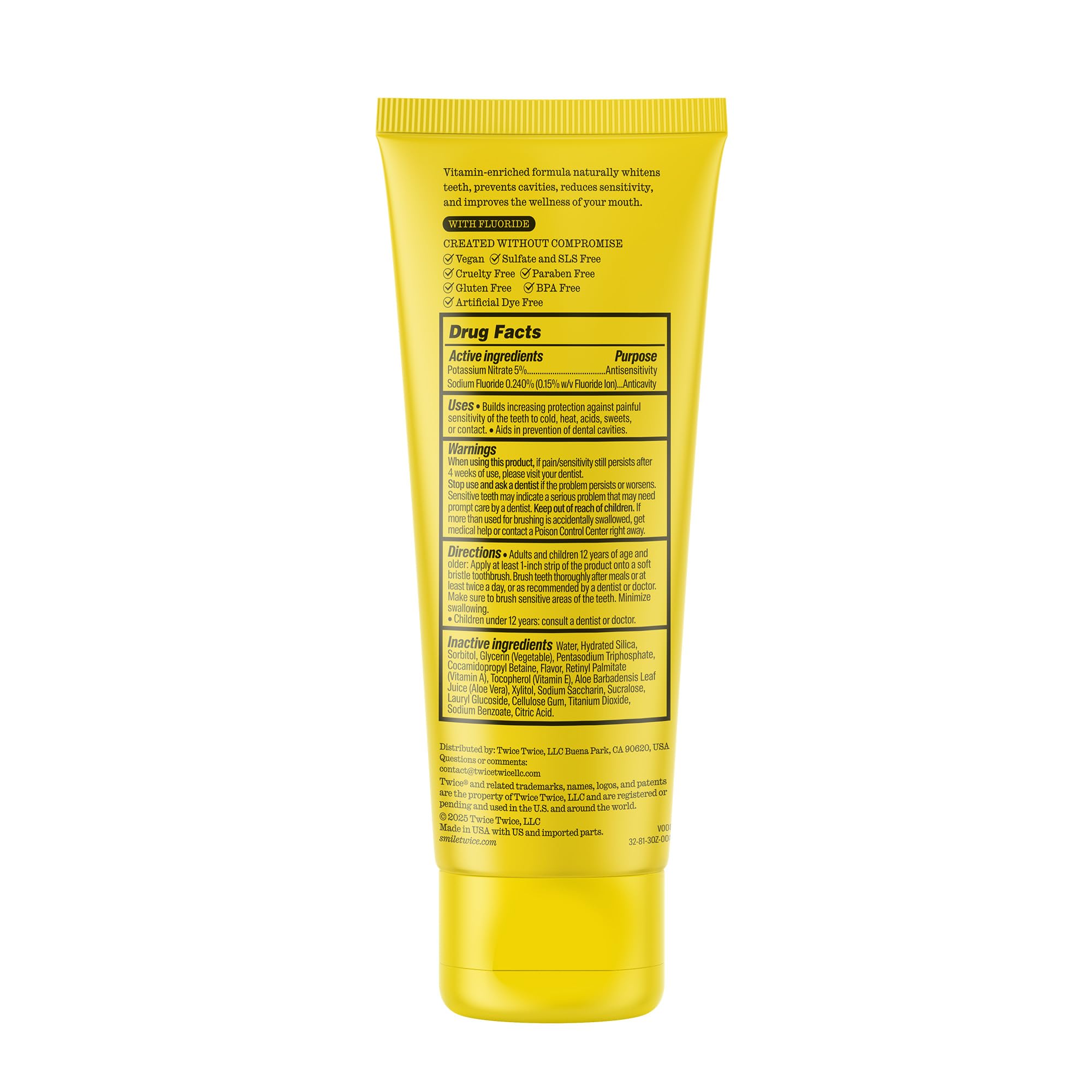 TWICE dentifrice vegan cruelty-free, symbole éthique et soin quotidien.