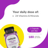Gélules Twinlab Daily One Caps avec zinc, vitamines B et magnésium, soutien potentiel.
