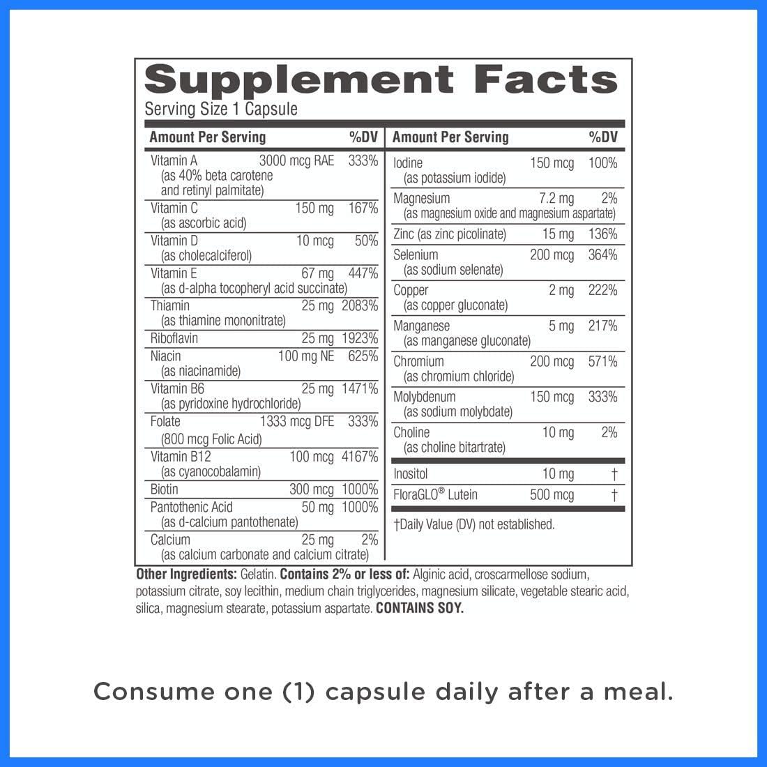 Twinlab Daily One sans fer et Florglo, capsules, apport quotidien de vitamines et minéraux.