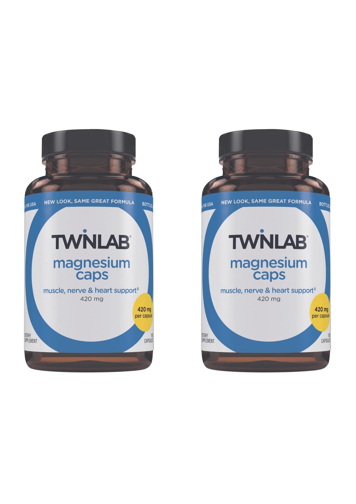 Twinlab Magnésium Caps – Absorption élevée des gélules pour le confort musculaire et l'énergie.
