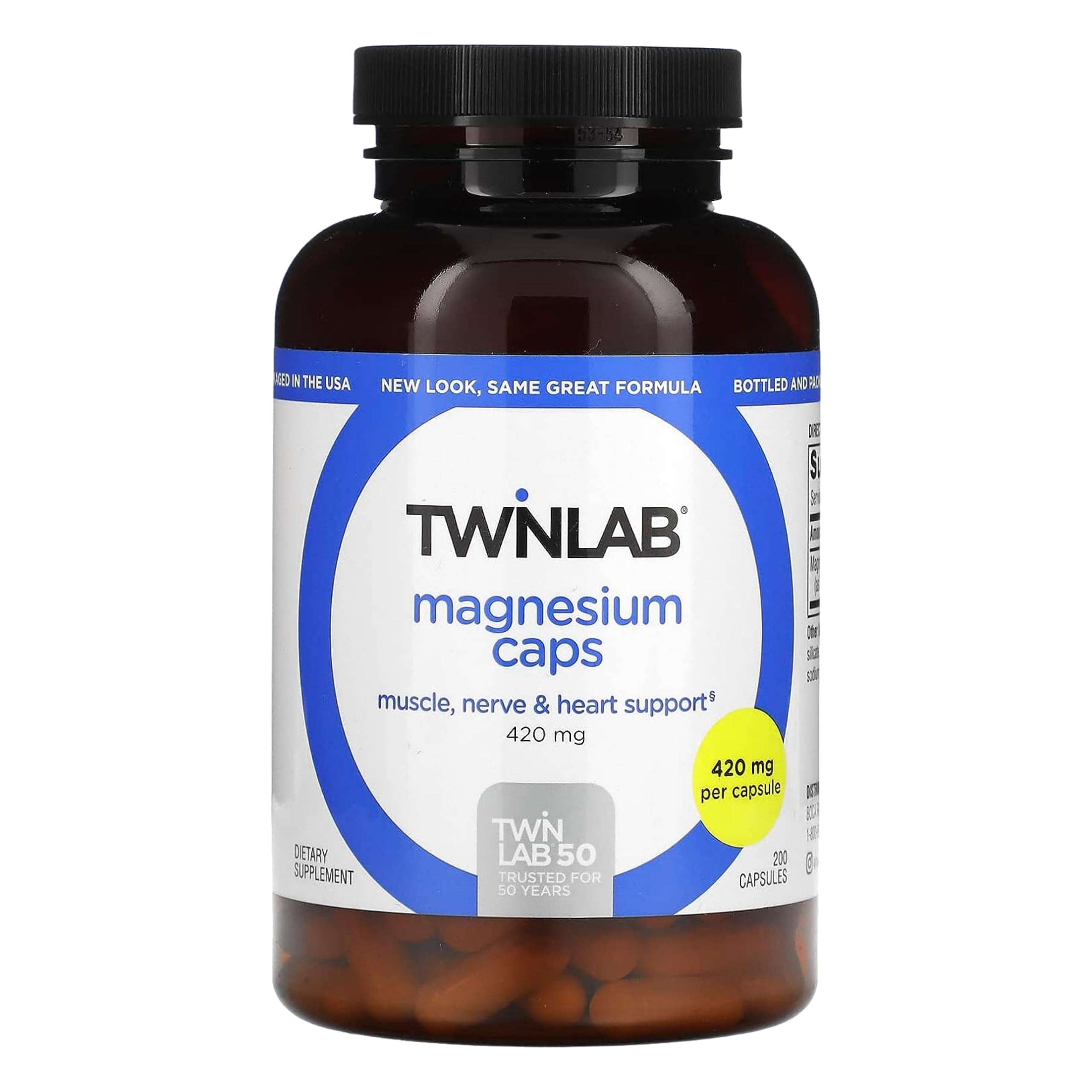 Twinlab Magnésium Capsules – boîte et bouchon, soutien quotidien pour détendre les muscles