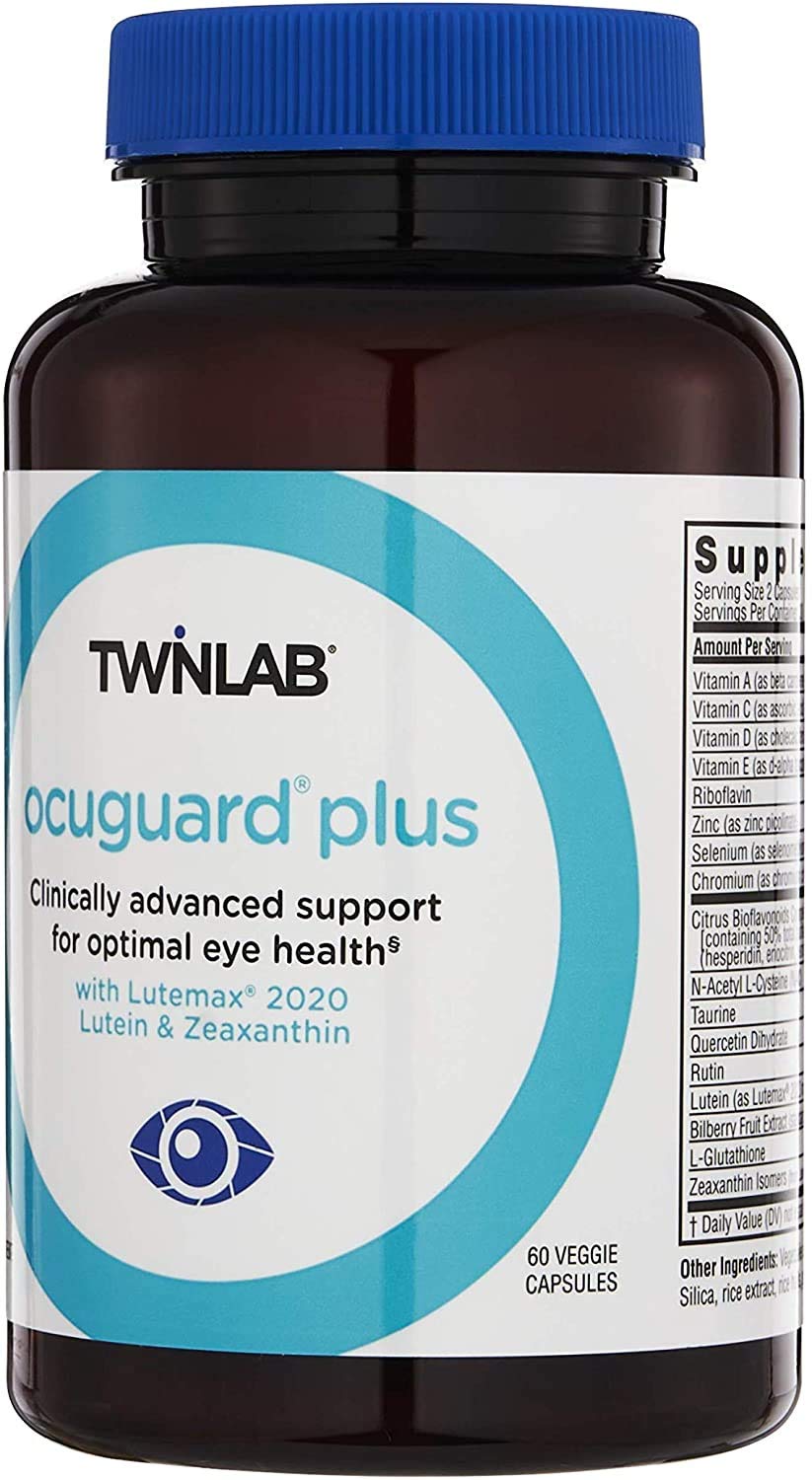 Twinlab Ocuguard Plus - capsules-blanches: nutriments clés pour la santé oculaire.