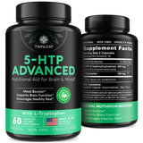 TWINLEAF 5-HTP, bouteille de capsules, peut soutenir une humeur équilibrée.