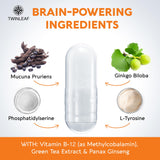 TwinLeaf Dopamine, capsules ouvertes, gélules faciles à avaler.