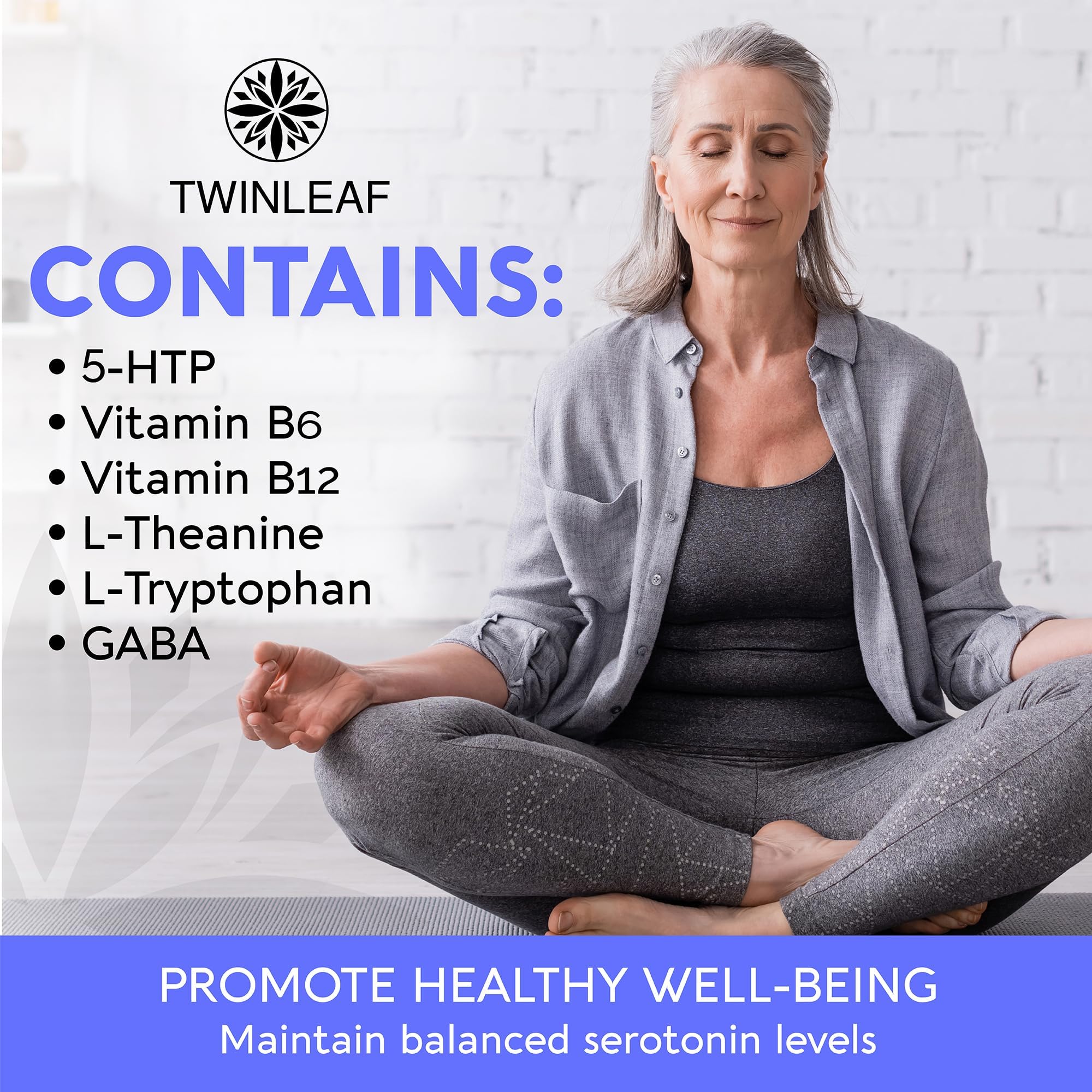 Twinleaf Serotonin Booster – Tableau d'ingrédients favorisant l'absorption et l'équilibre.