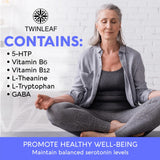 Twinleaf Serotonin Booster – Tableau d'ingrédients favorisant l'absorption et l'équilibre.