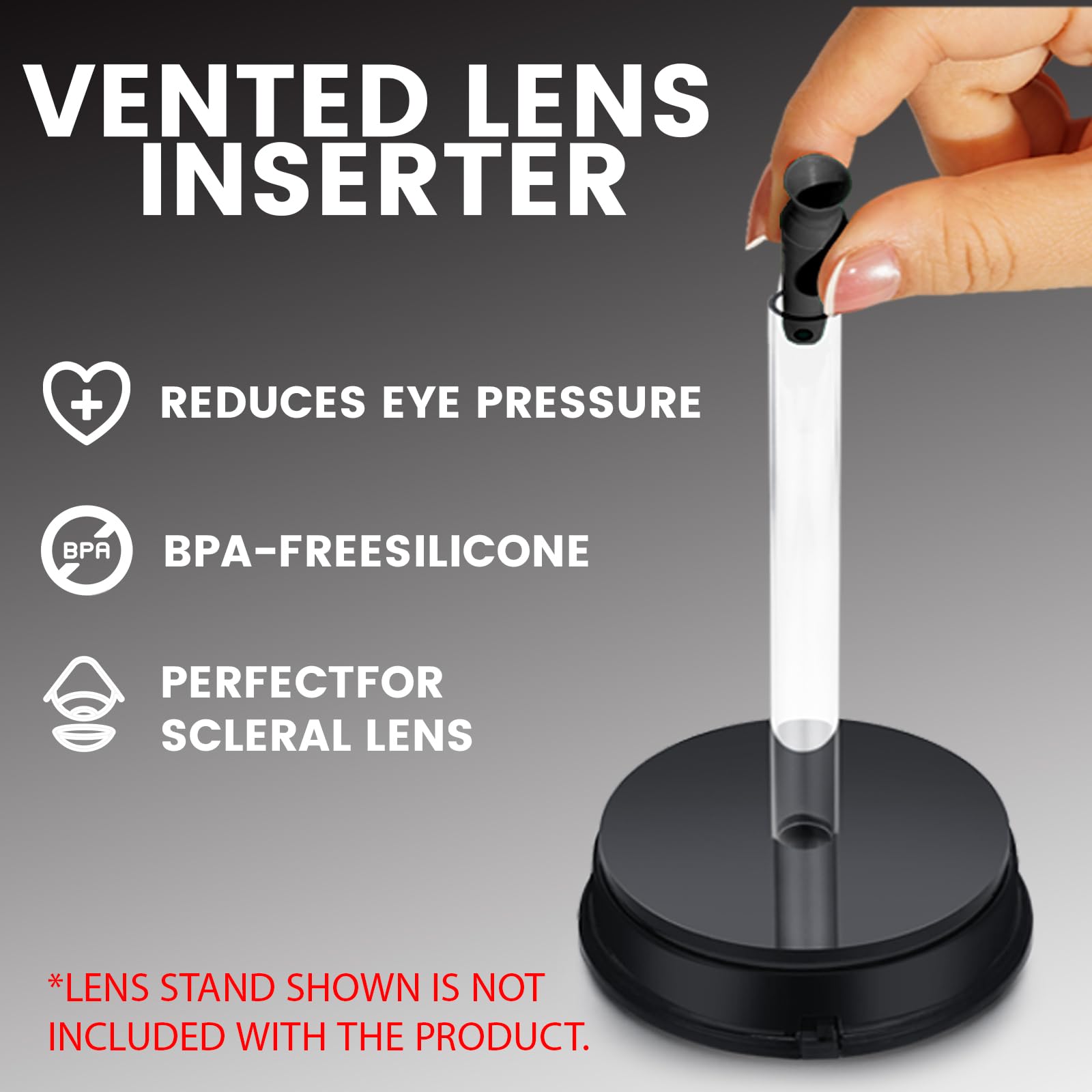 Twizz inserteur scléral ventilé noir, zoom sur silicone sans BPA.