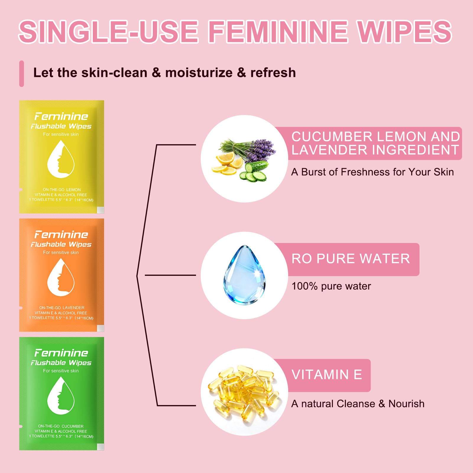 Twoworld lingettes féminines emballage individuel format compact pour sac