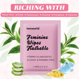 Twoworld lingettes intimes, pH équilibré, douceur pour peaux sensibles.