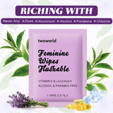 Lingettes Twoworld au pH équilibré pour peaux sensibles.