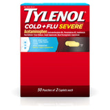 Tylenol Caplets Sévères Rhume Emballage — soulagement potentiel des symptômes.