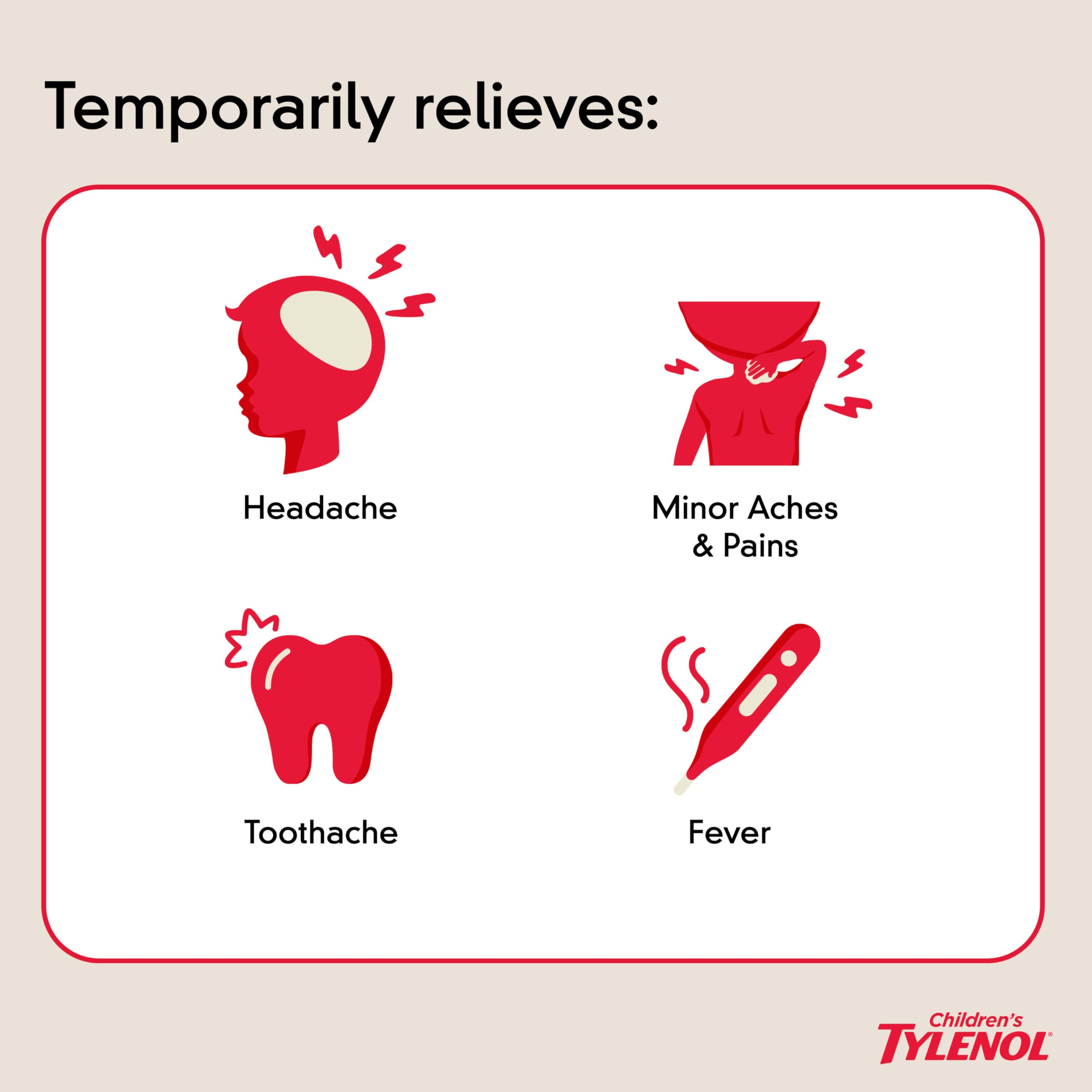 Tylenol Enfants doseur inclus, mesure précise du dosage pour fièvre et douleur.