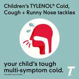 Étiquette Tylenol Enfants montrant les informations essentielles et la dose.