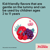 Goût raisin Tylenol Enfants, forme liquide appréciée par les enfants.