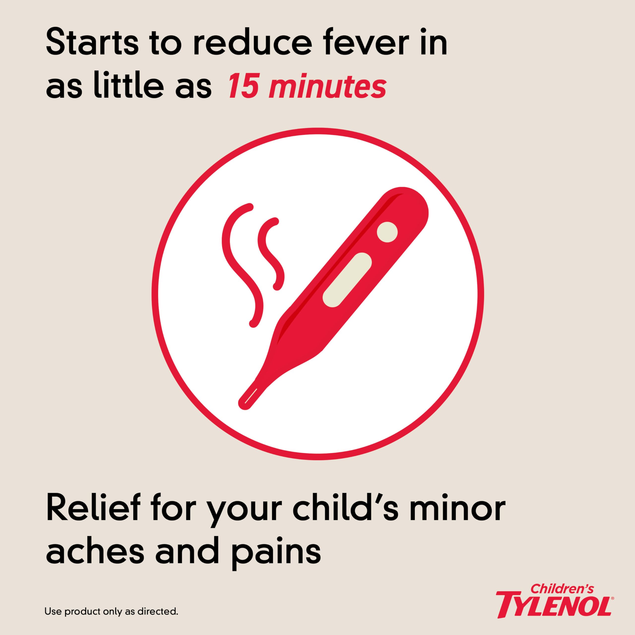 Tylenol Enfants saveur cerise, arôme agréable facilitant l’administration.