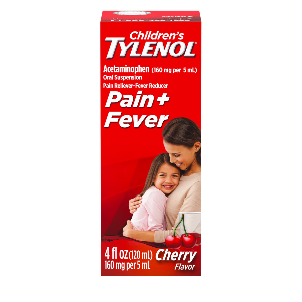 Tylenol Enfants suspension cerise, flacon 4 onces pour fièvre et douleurs temporaires.