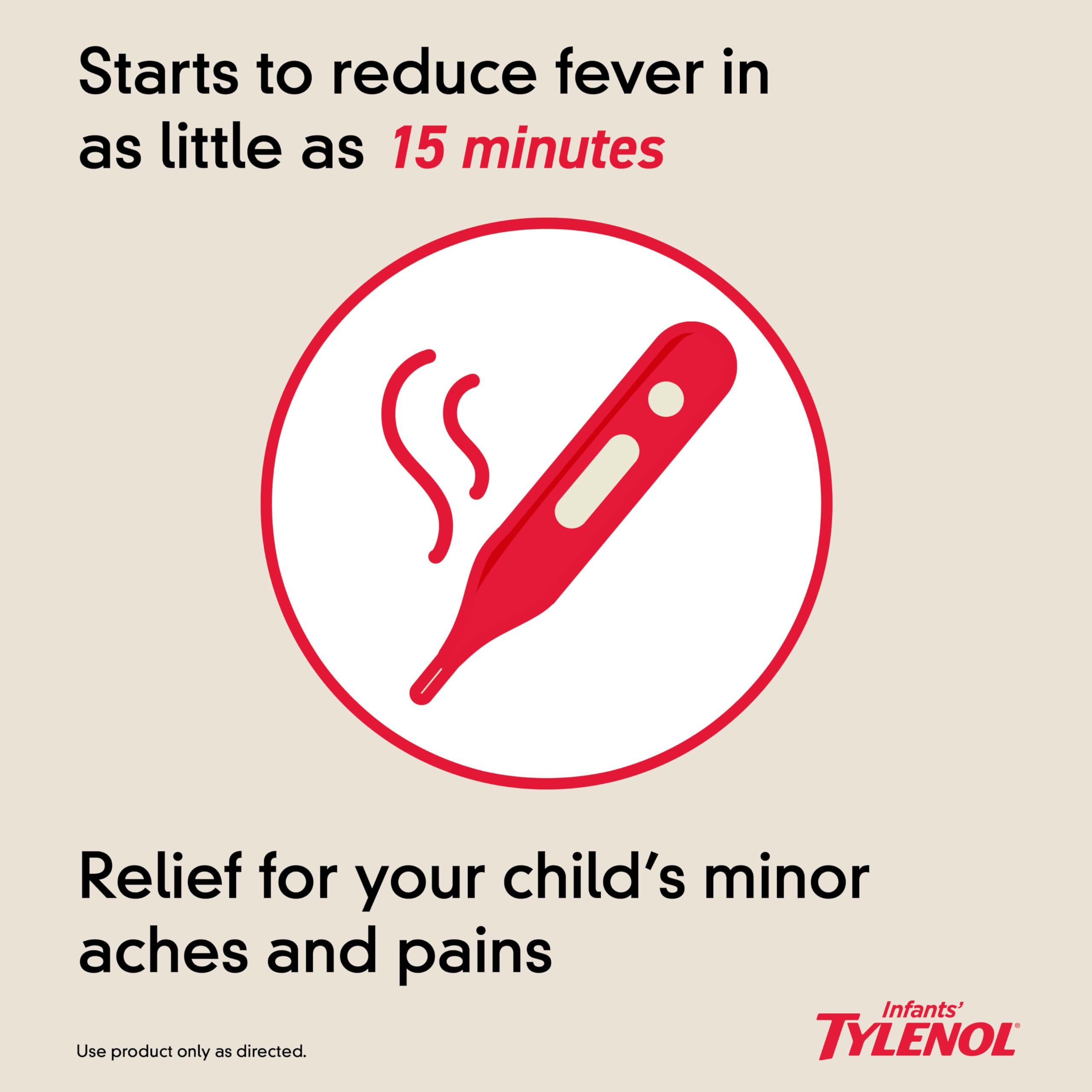 Flacon 1 oz Tylenol pour nourrissons avec étiquette lisible.