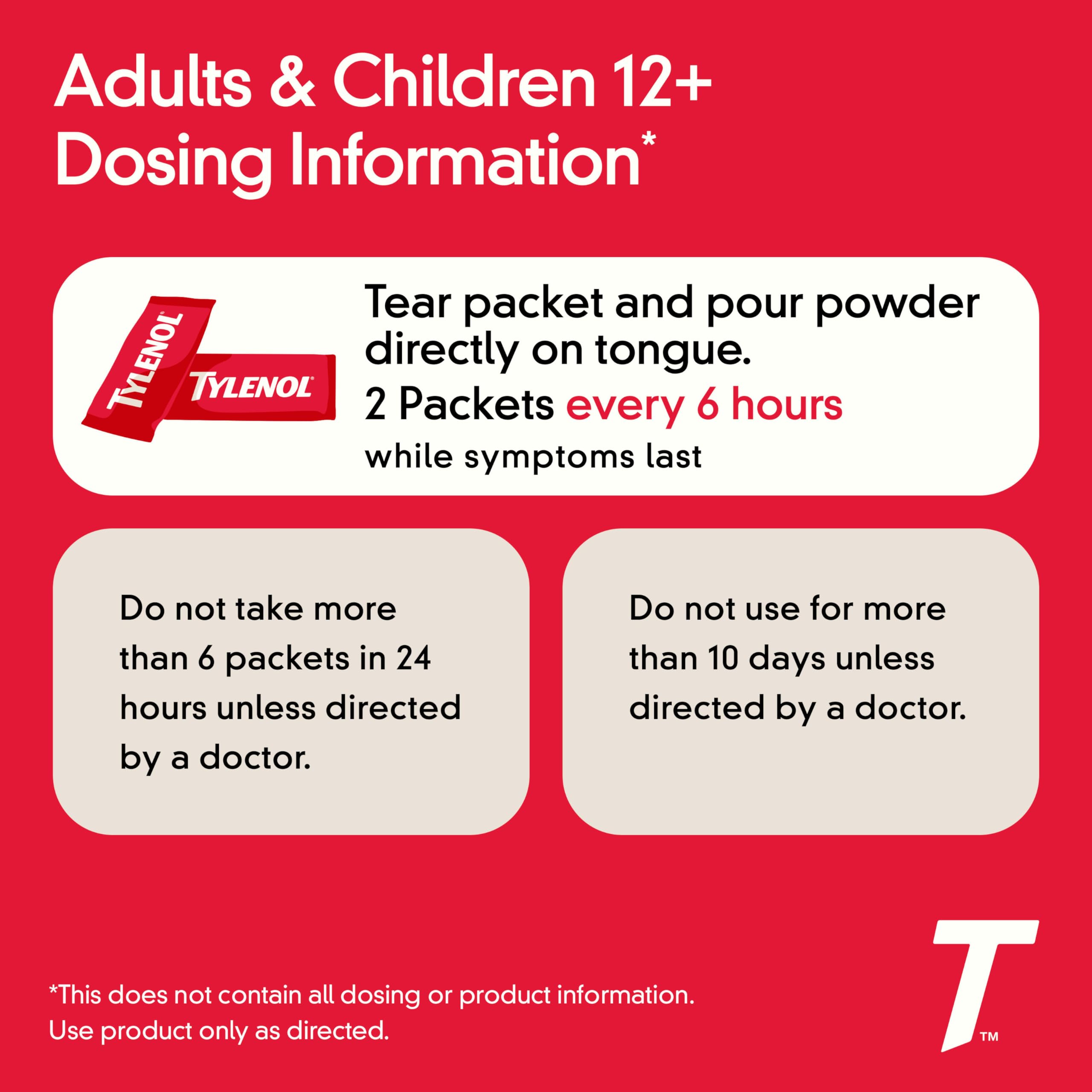 Format portable Tylenol Dissolve Packs pour voyage
