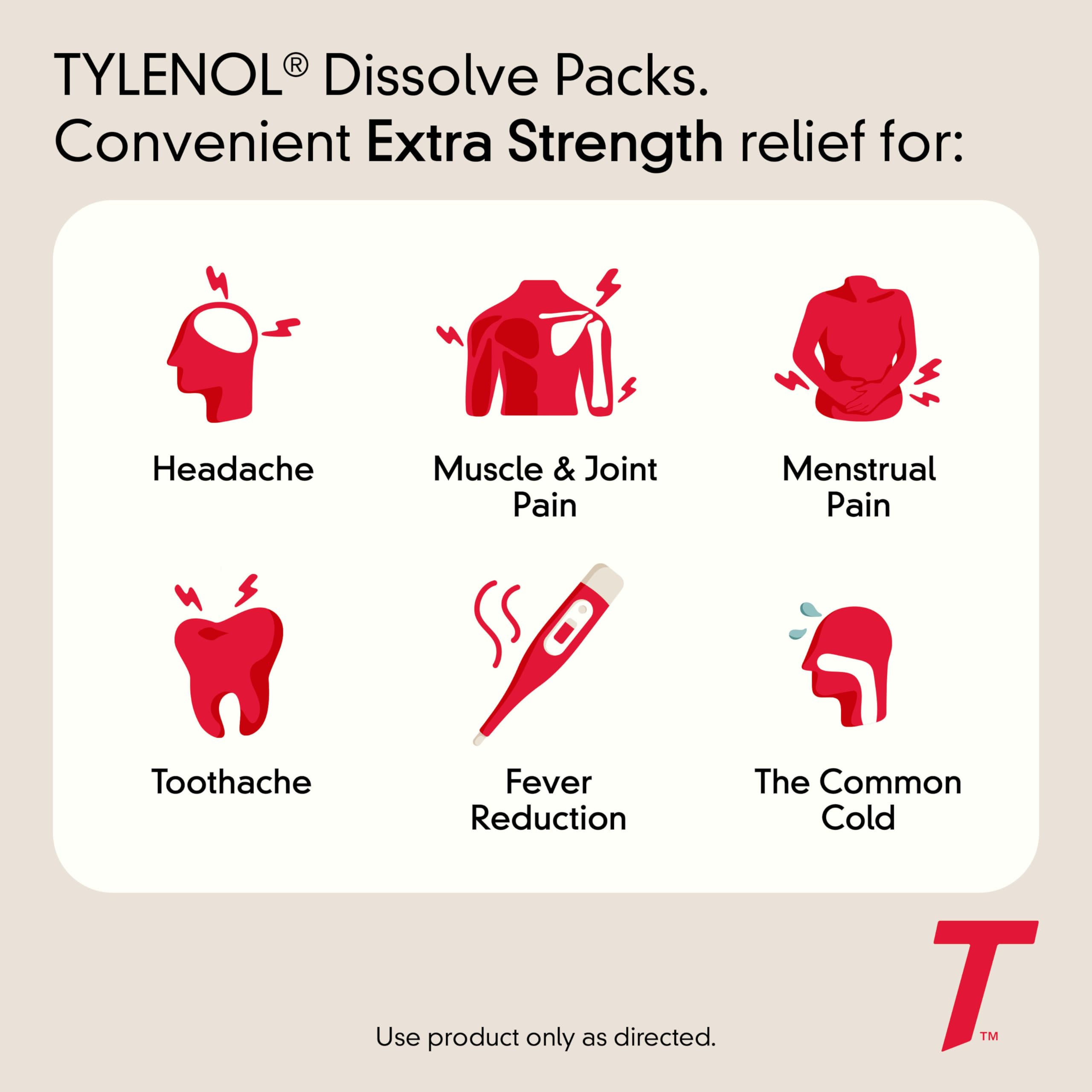 Sachets Tylenol Dissolve, format individuel sans eau