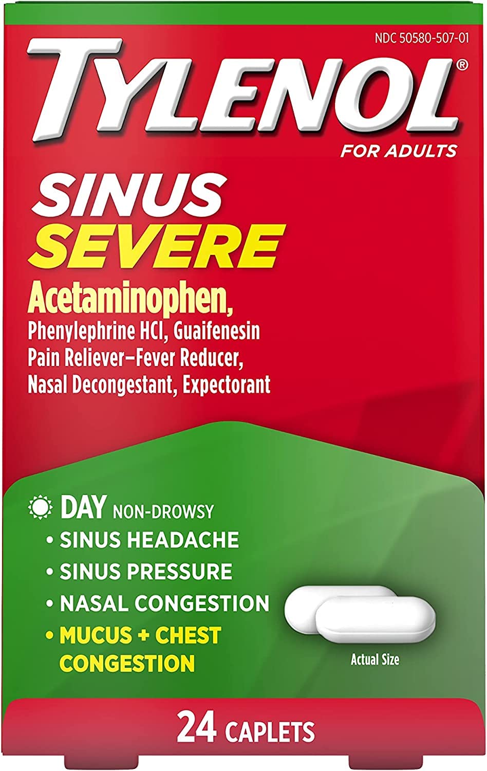 Tylenol Sinus caplets: congestion nasale en journée, respiration plus claire.