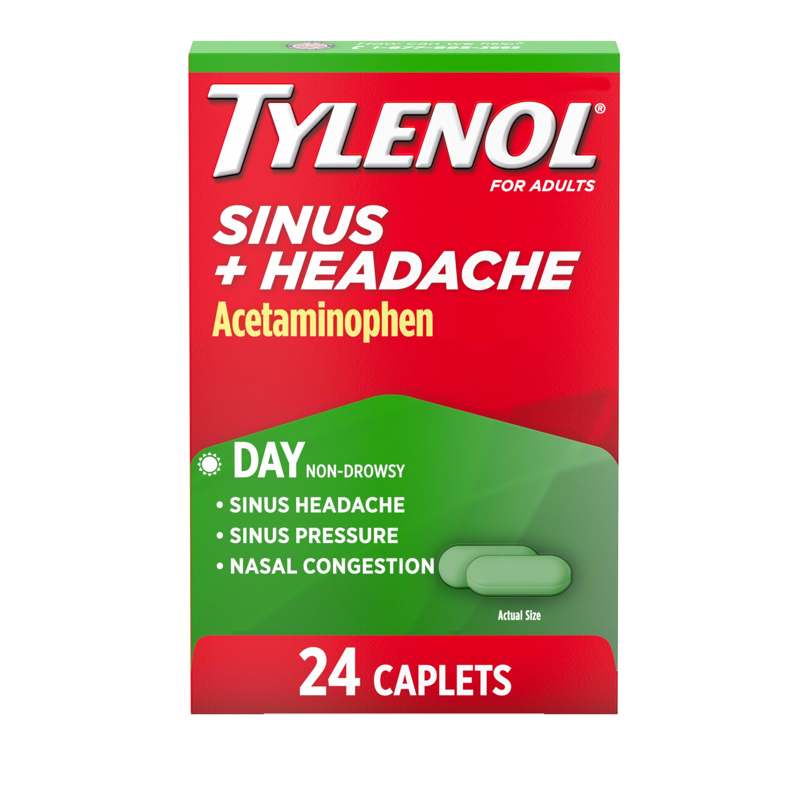 Tylenol Sinus + Mal de Tête Comprimés – boîte de 24 comprimés, soulagement ciblé.