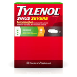 Tylenol Sinus Severe Daytime Caplets dans une boîte portable, pratique pour le voyage.