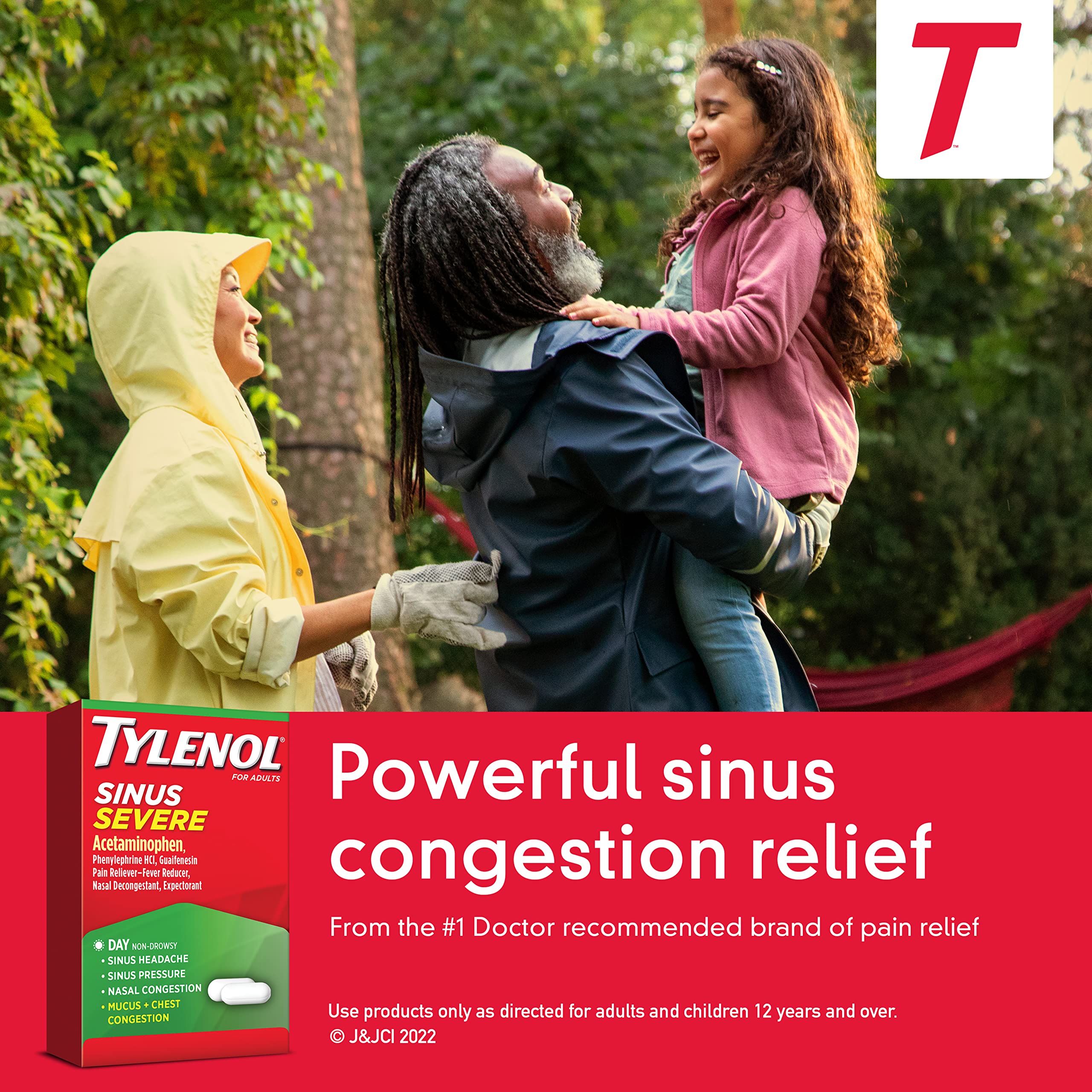 Tylenol Sinus Severe Daytime Caplets pack voyage lot de 50, prêt à emporter.