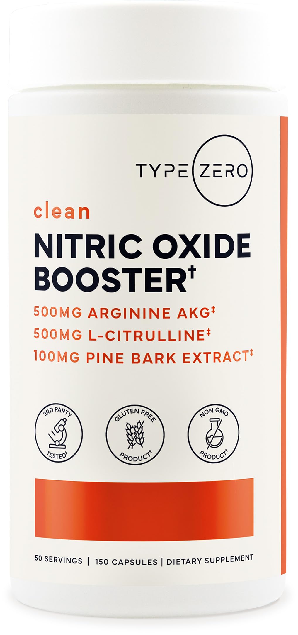 Type Zero boosteur d'oxyde nitrique 6X — bouteille, soutien potentiel à la circulation.