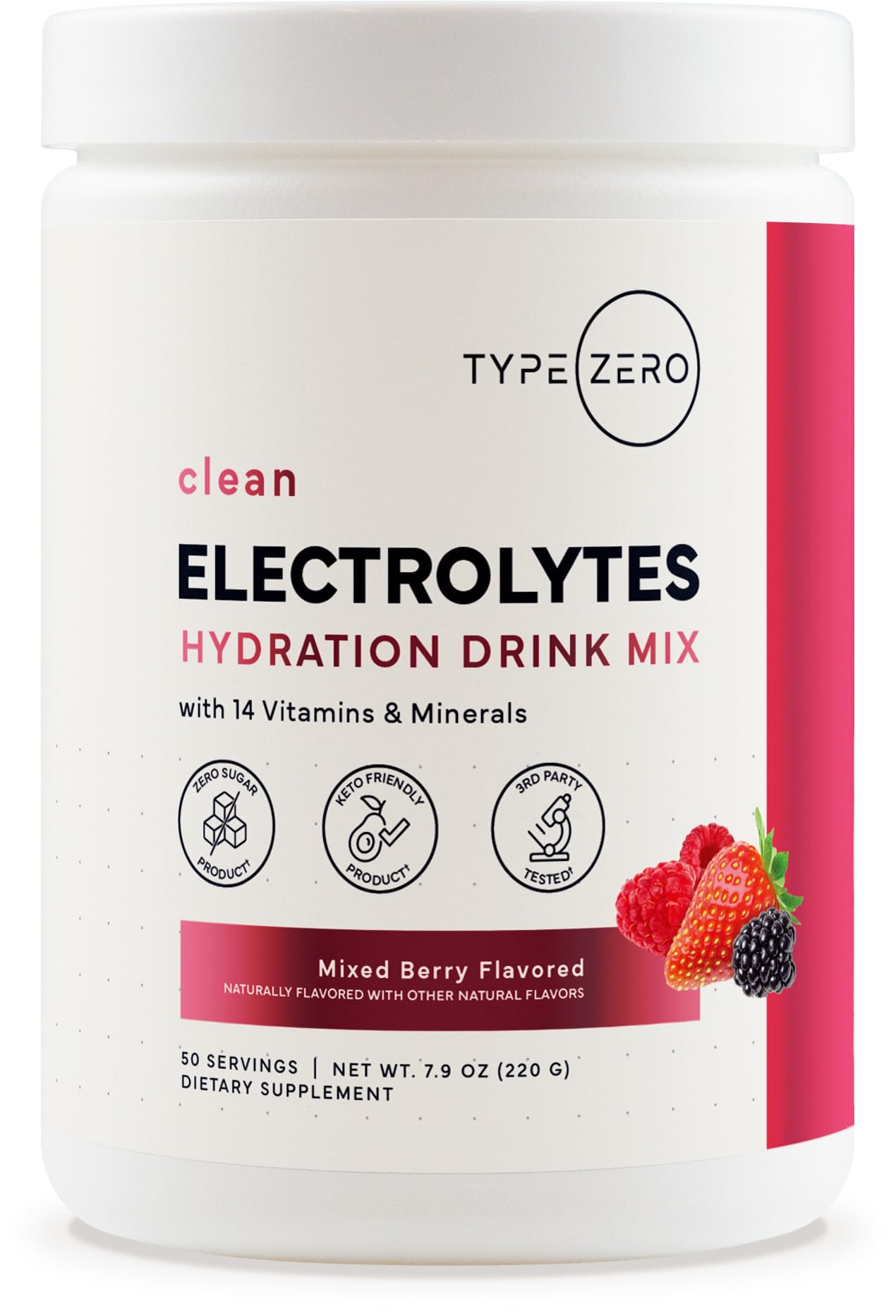 Type Zero Electrolytes en bouteille pour hydratation quotidienne.